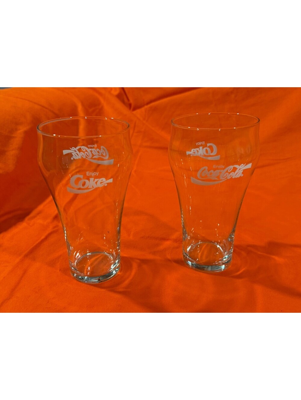 Vintage Coca-Cola Enjoy Coke Contour Drinking Glasses Clear Tumblers Set of 2